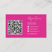 Logo-Skript weiß, hellrosa Haarschminke qr-Code Visitenkarte (Rückseite)