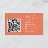 Logo-Skript weißes Korallenhaar-Makeup qr Code Visitenkarte (Rückseite)