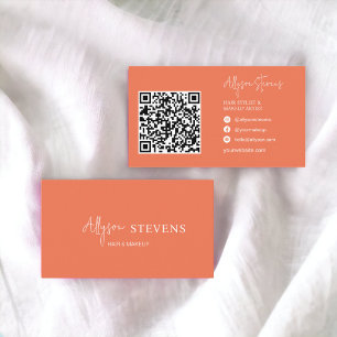 Logo-Skript weißes Korallenhaar-Makeup qr Code Visitenkarte