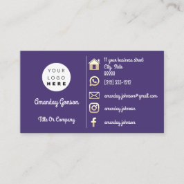Logo Social Media Gold QR Blue Navy Gold Visitenkarte
