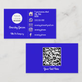 Logo Social Media Gold QR Blue Royal Gold Visitenkarte (Vorne/Hinten)