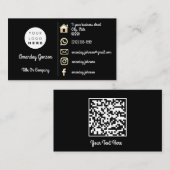 Logo Social Media Gold QR Code Gold Black Visitenkarte (Vorne/Hinten)
