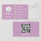 Logo Social Media Gold QR Code Gold Lavendel Visitenkarte (Vorne/Hinten)