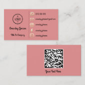 Logo Social Media Gold QR Code Gold Rose Visitenkarte (Vorne/Hinten)
