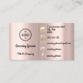 Logo Social Media Gold QR Rose Gold Adress Visitenkarte (Vorderseite)