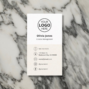 Logo Social Media Minimalistisch Beige Visitenkarte