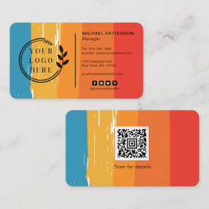 Logo Social Media QR Code Retro Vintage Streifen Visitenkarte