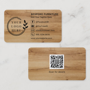 Logo Social Media QR Code Tischlerei Holz Modern Visitenkarte