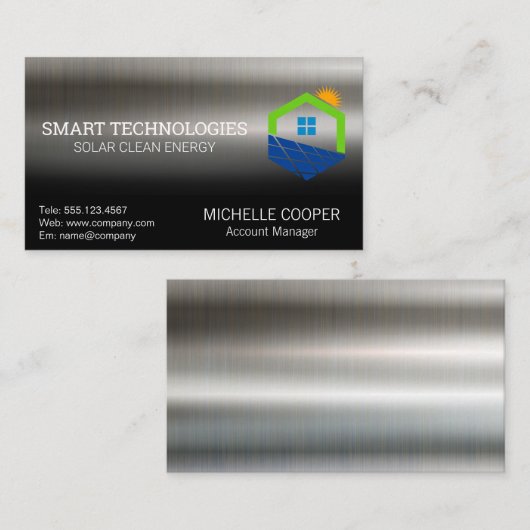 Logo "Solar Energy Power" | Metall-Hintergrund Visitenkarte (Vorne/Hinten)