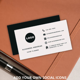 Logo-Soziale-Icons Schwarz Weiß Zweiseitig Visitenkarte