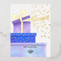 Logo-Spaß Lila blaue Geschenke hinzufügen Geburtst