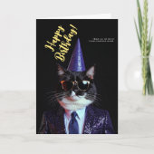 Logo Spaß Schwarz-weiße Cat Sonnenbrille Party Geb Karte (Vorderseite)