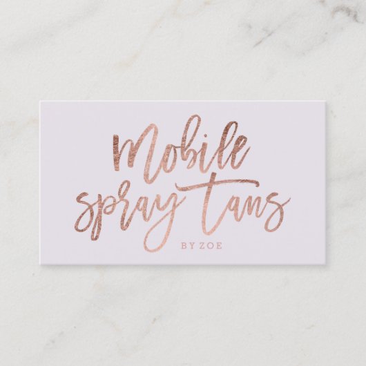 Logo "Spray tans" Rose gold typografisch lilac Visitenkarte (Vorderseite)