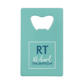 Logo Square Monogram Light Blue Geldbeutel Flaschenöffner (Rückseite)