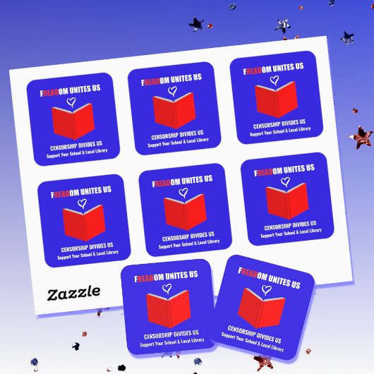 Logo-Stil für das Verbot von Büchern Quadratischer Aufkleber