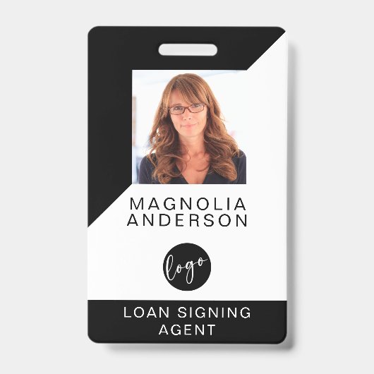 Logo-Strichcode Schwarz-weiß Moderne Mitarbeiter-I Ausweis (Front)