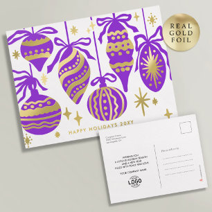 Logo Stylishes Lila-Dekor Weiß Geschäft Gold Folien Feiertagspostkarte