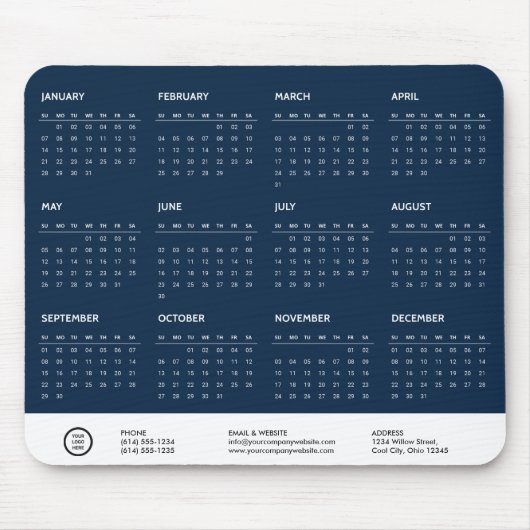 Logo-Swag für Blue Customizable 2024 Calendar Comp Mousepad (Vorne)
