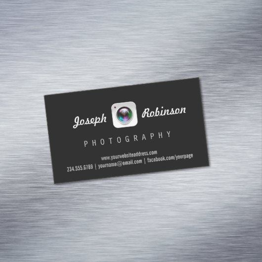 Logo-Symbol für berufliche Fotokamera-Linsen Magnetische Visitenkarte (Beispiel)