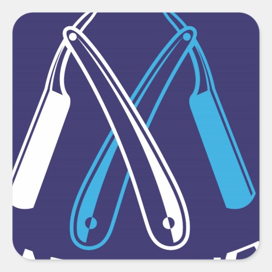 Logo-Symbol für den Barbershop Quadratischer Aufkleber (Vorderseite)