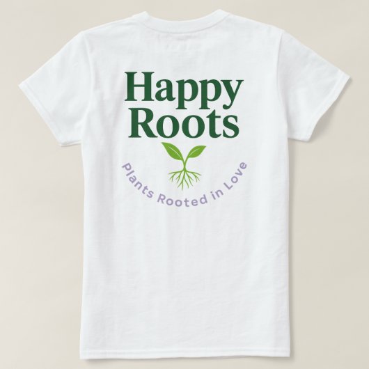 Logo-T-Shirt (Hintergrunddruck) | Happy Roots T-Shirt (Design Rückseite)