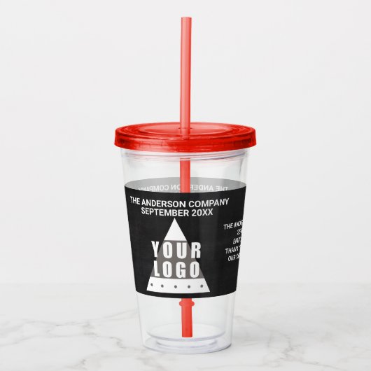 Logo-Tafel-einfaches modernes schickes förderndes Acryltrinkbecher (Vorderseite)