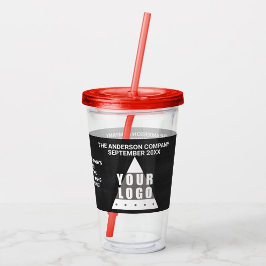 Logo-Tafel-einfaches modernes schickes förderndes Acryltrinkbecher (Rückseite)