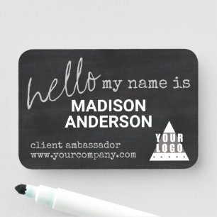 Logo-Tafel-Typografie HALLO wiederverwendbar Namensschild