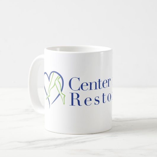 Logo-Tasse - Weiß Kaffeetasse (Vorderseite Links)