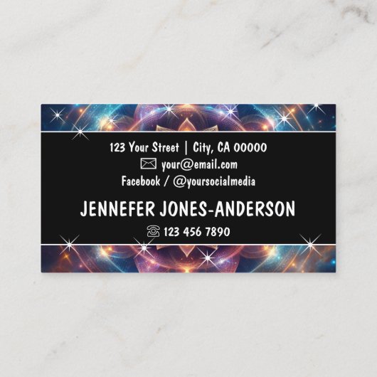 Logo Template Chakra Blume of Life Galaxy Sparkle Visitenkarte (Rückseite)