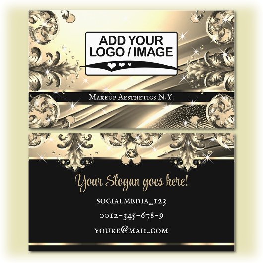 Logo Template Luxus Chic Deluxe Black Gold Golden Visitenkarte