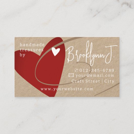Logo Template Red Kraft Paper Liebe Heart Crafters Visitenkarte (Rückseite)