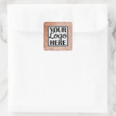 Logo Template Rose Gold Glitzer Sparkle Stars Quadratischer Aufkleber (Tasche)