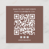 Logo Terracotta QR Code Website Social Media Quadratische Visitenkarte (Rückseite)