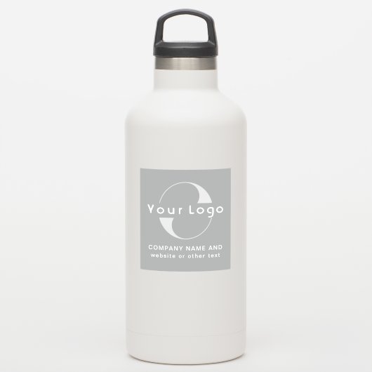Logo + Text auf Vinyl, Business Grau Water Flasche Aufkleber (Wassserflasche)