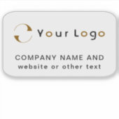Logo + Text auf Vinyl Rectangle, Business Helmet Aufkleber (Vorderseite)