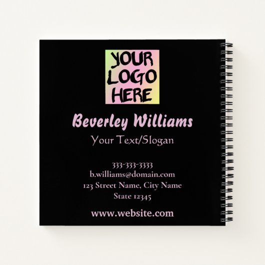 Logo-Text-Business-SpiralNotebook Notizblock (Rückseite)