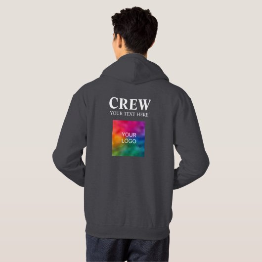 Logo-Text hier Crew Teammitglied Mens Dark Grau Hoodie (Schwarz voll)