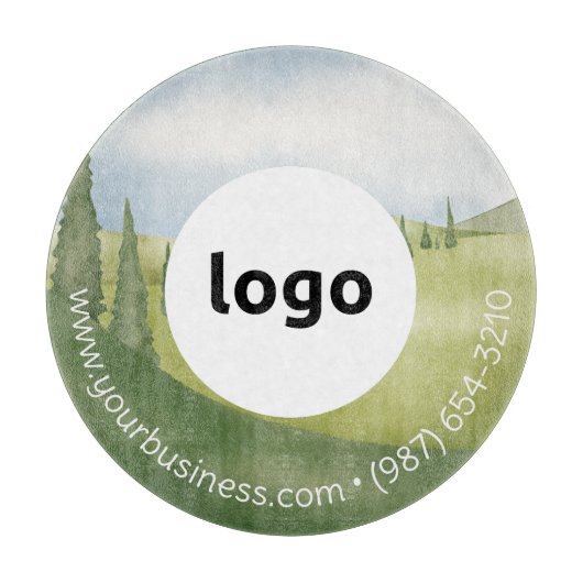 LOGO & TEXT | Maßgeschneidertes Business Glass Cut Schneidebrett (Vorderseite)