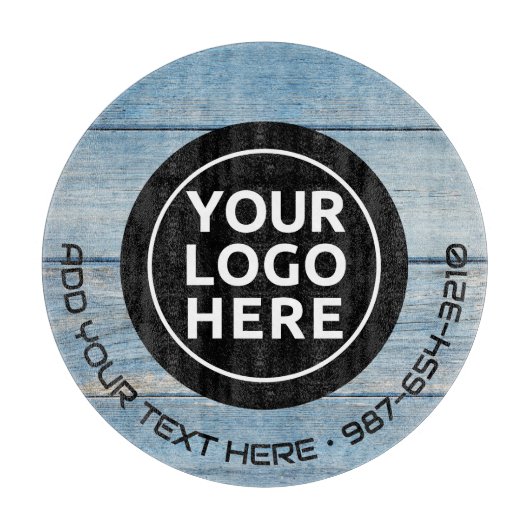 LOGO & TEXT | Maßgeschneidertes Business Glass Cut Schneidebrett (Vorderseite)