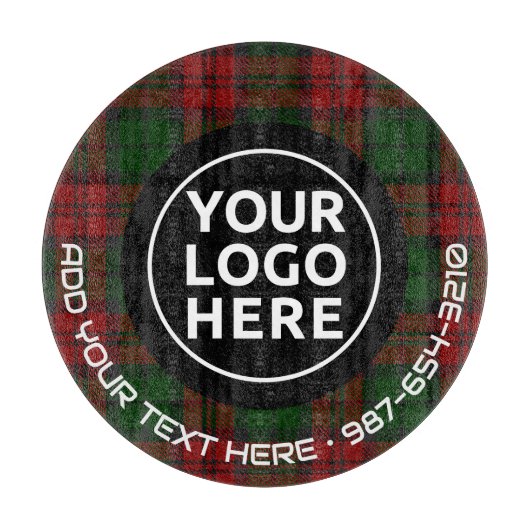 LOGO & TEXT | Maßgeschneidertes Business Glass Cut Schneidebrett (Vorderseite)