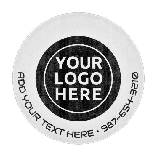 LOGO & TEXT | Maßgeschneidertes Business Glass Cut Schneidebrett (Vorderseite)