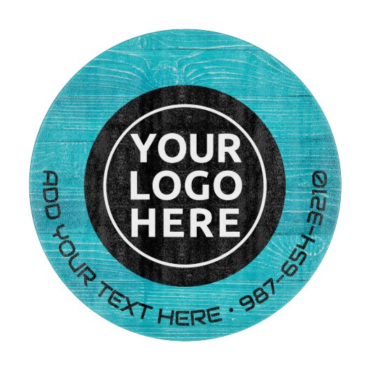 LOGO & TEXT | Maßgeschneidertes Business Glass Cut Schneidebrett (Vorderseite)