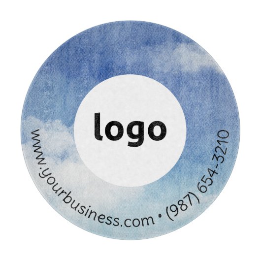 LOGO & TEXT | Maßgeschneidertes Business Glass Cut Schneidebrett (Vorderseite)