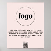 Logo Text QR Code Werbeaktion für Unternehmen Rosa Poster (Vorne)