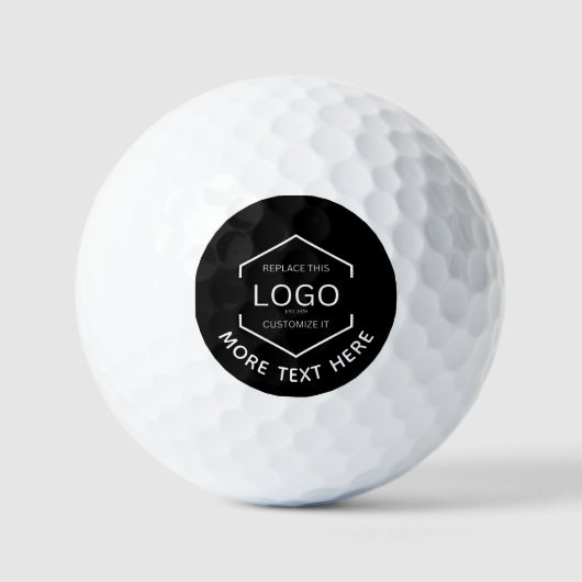 Logo Text Schwarzer Hintergrund Werbung Golfball (Vorderseite)
