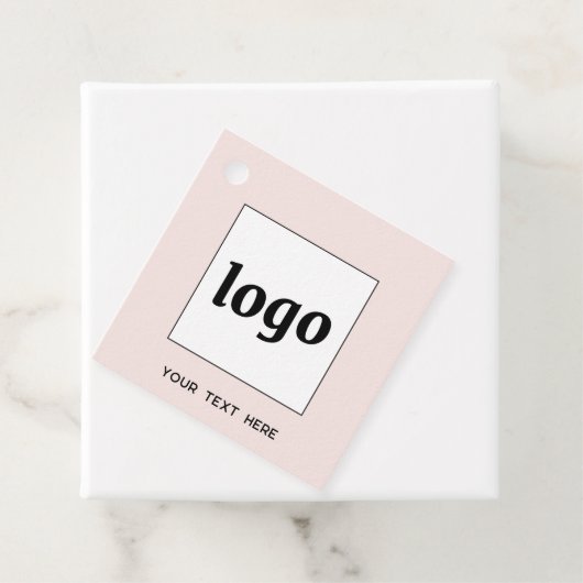 Logo-Text und QR-Code Geschäftspreismarken Rosa Geschenkanhänger (Beispiel)