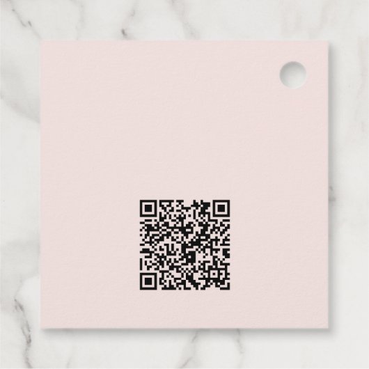 Logo-Text und QR-Code Geschäftspreismarken Rosa Geschenkanhänger (Rückseite)