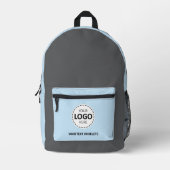 Logo & Text Upload Grau/Blau Bedruckter Rucksack (Vorderseite)