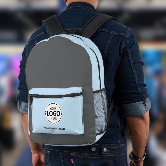 Logo & Text Upload Grau/Blau Bedruckter Rucksack